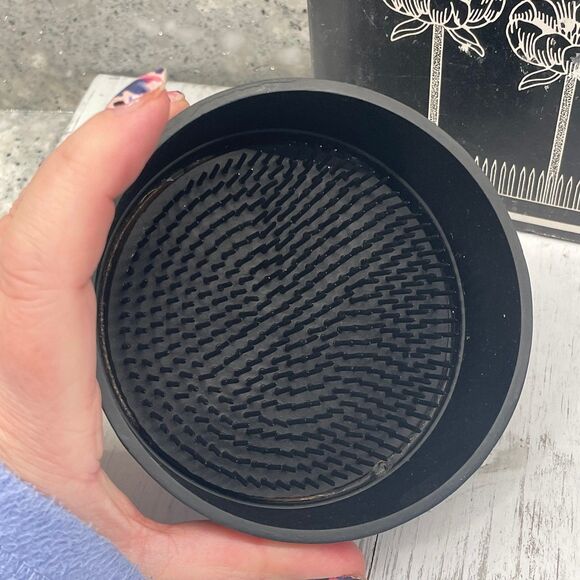 VINTAGE By Special Arrangement 4" Round Black Floral Flower Frog Two's Company - Picture 2 of 9